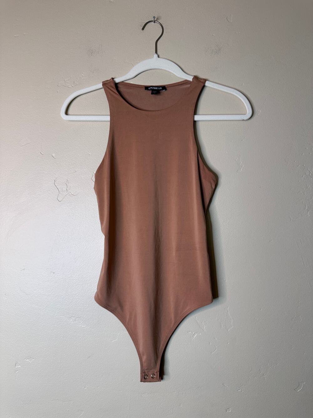 Express Body Contour Silhouette Tan Racerback Bodysuit XS